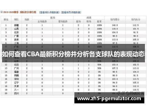 如何查看CBA最新积分榜并分析各支球队的表现动态