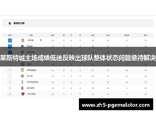 莱斯特城主场成绩低迷反映出球队整体状态问题亟待解决 莱斯特城主场成绩低迷反映出球队整体状态问题亟待解决
